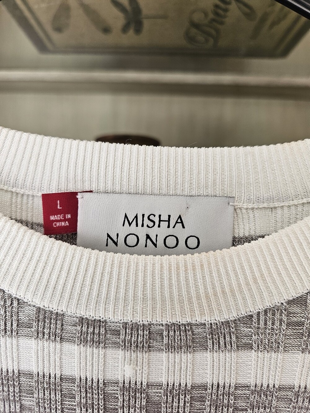 MISHA NONOO Striped Grey White Sweater - Picture 4 of 6